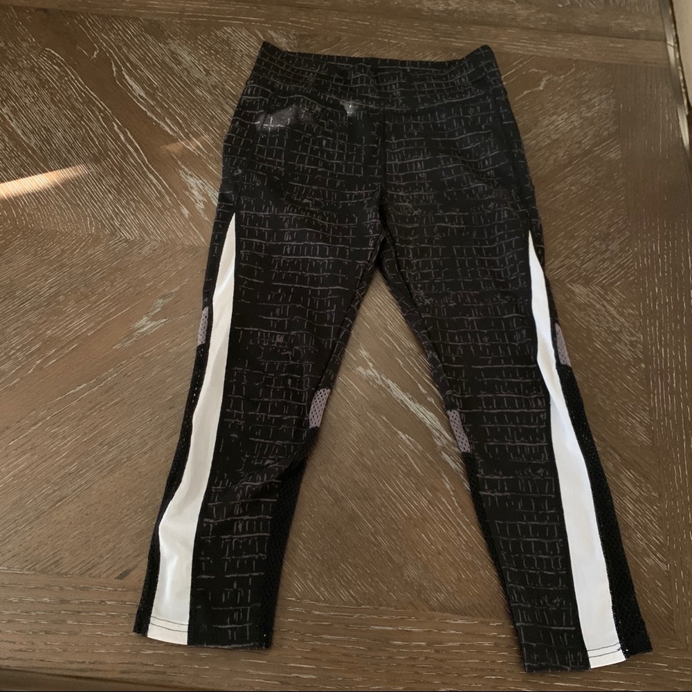 BSP black alligator print gray black mesh athletic leggings pants Size S